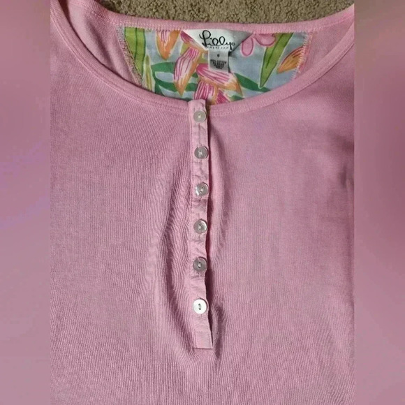 Lilly Pultizer Vintage Pink 3/4 Sleeve Button Top - Picture 6 of 6